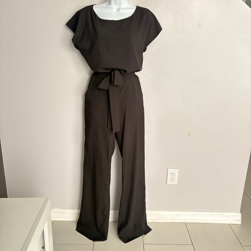 Bebe Black Cutout Back Wide Leg Belted Jumpsuit XXS RN86017 - Picture 4 of 16